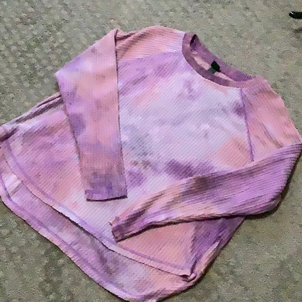 Wild Fable Waffle Textured Tie-Dye Crew Neck Sweatshirt - Picture 2 of 5